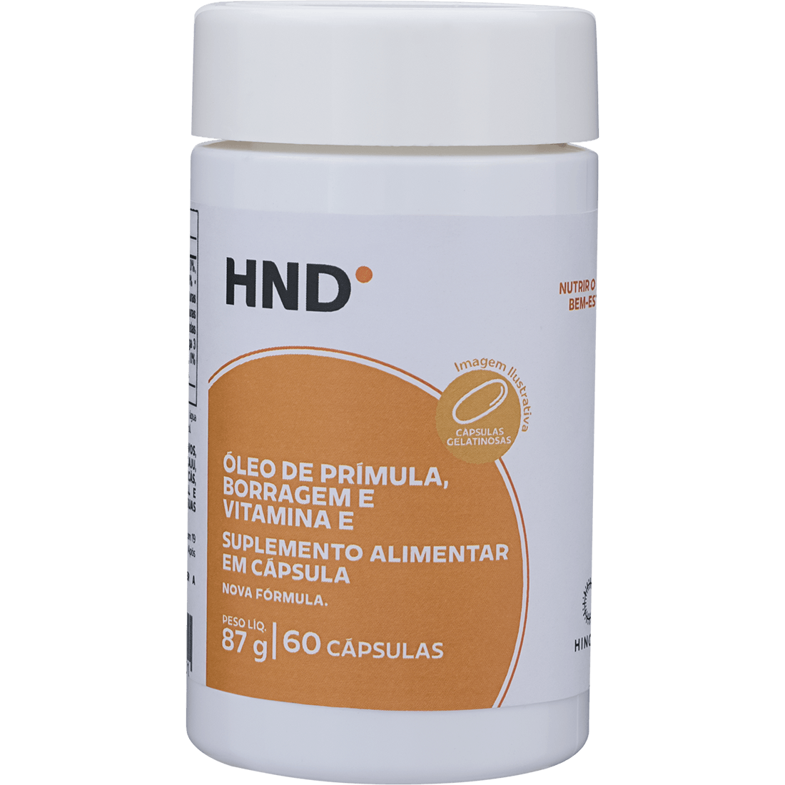 Suplemento Alimentar Óleo de Prímula, Borragem &amp; Vitamina E 60 Cápsulas HND